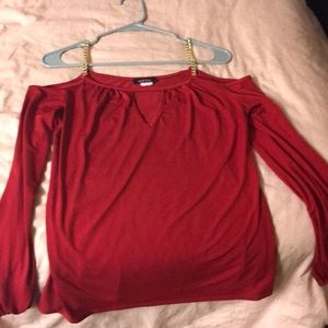 Tops - Red and gold off the shoulder blouse Tops - Red and gold off the shoulder blouse